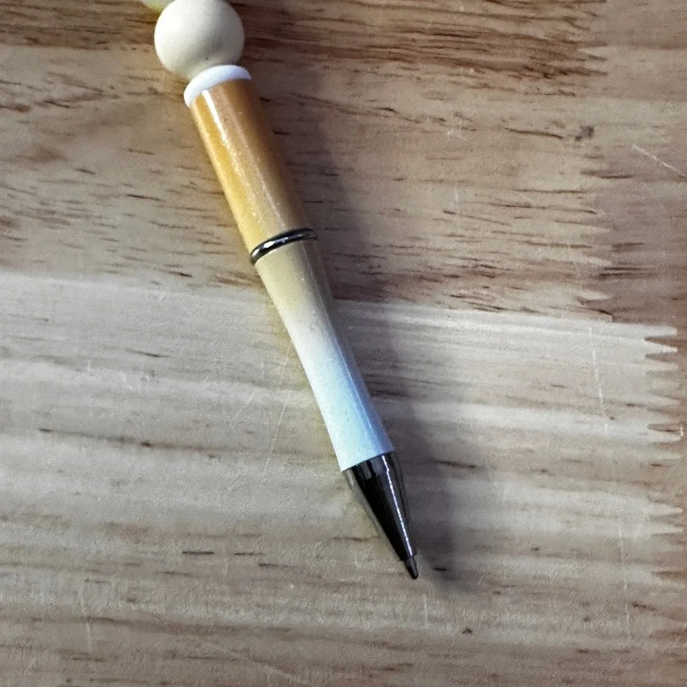 Handmade Beaded Ballpoint Pen Silicone Ombre Yellow Blue Boho Stationery Gift